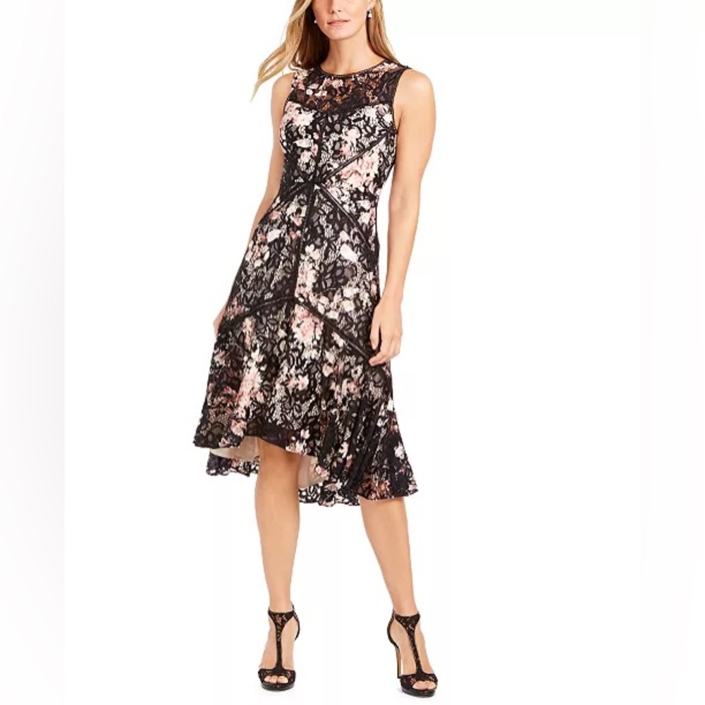 Fit & Flare Lace Hi-Lo midi dress